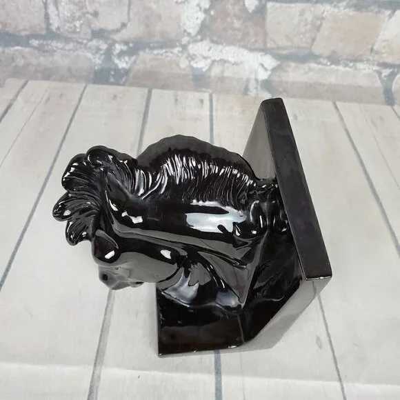 Black Stallion Bookend Decor Chess Knight Ceramic - Picture 2 of 11